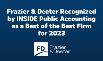 Frazier & Deeter Recognized by INSIDE Public Accounting as a Best of the Best Firm for 2023