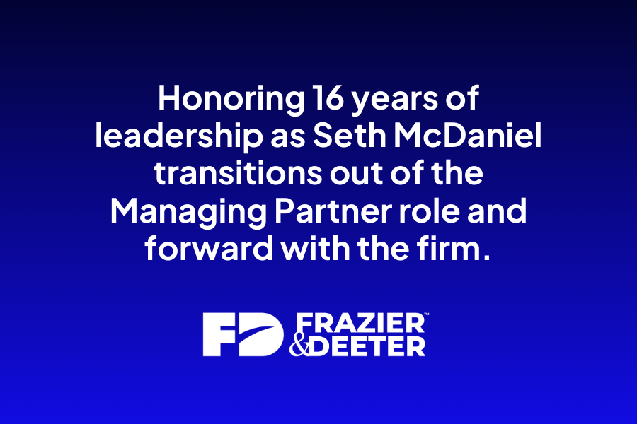 Honoring 16 years of leadership as Seth McDaniel transitions out of the Managing Partner role and forward with the firm.