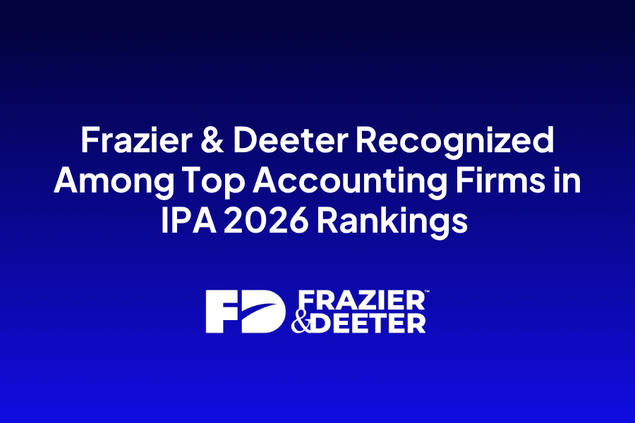 Frazier & Deeter Recognized Among Top Accounting Firms in IPA 2026 Rankings